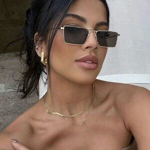 SHEIN Gold Frame Sunglasses with Black Lenses